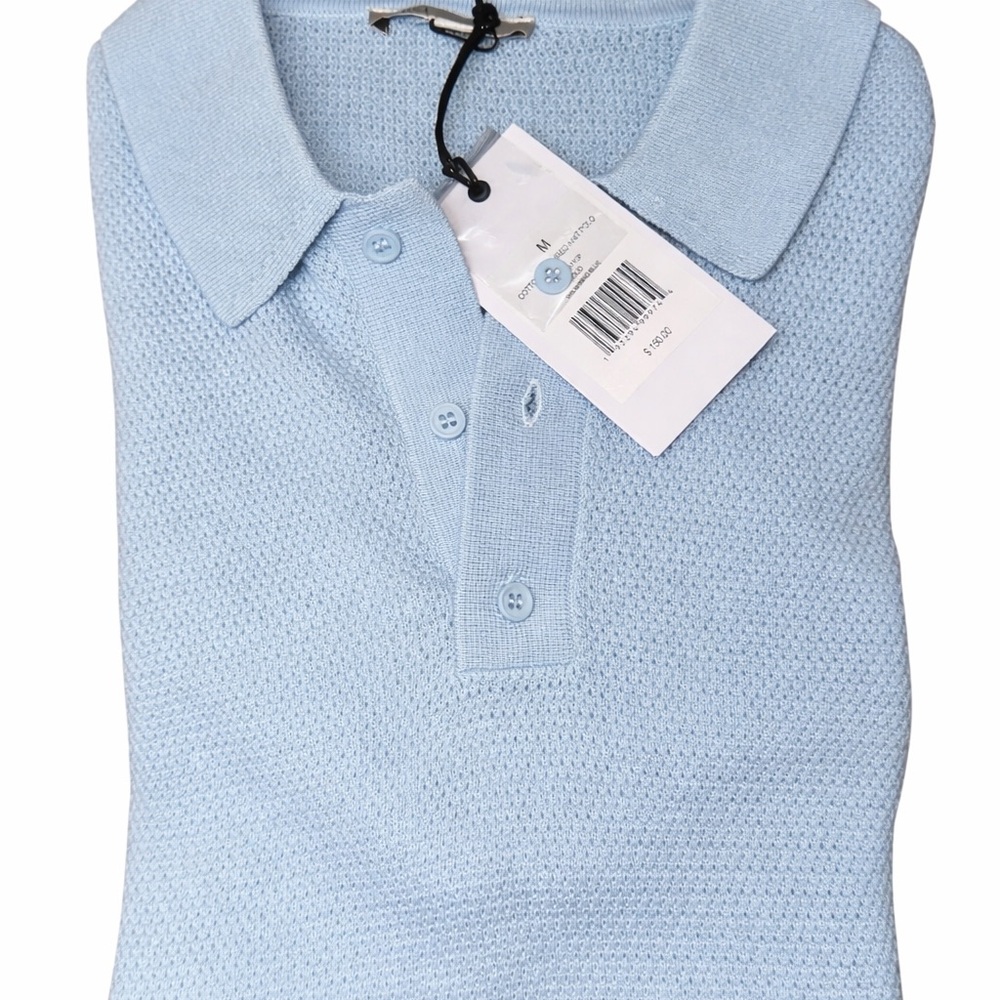 Onia Sky Blue Waffle Polo Shirt  Brand New with Tags - Picture 4 of 6
